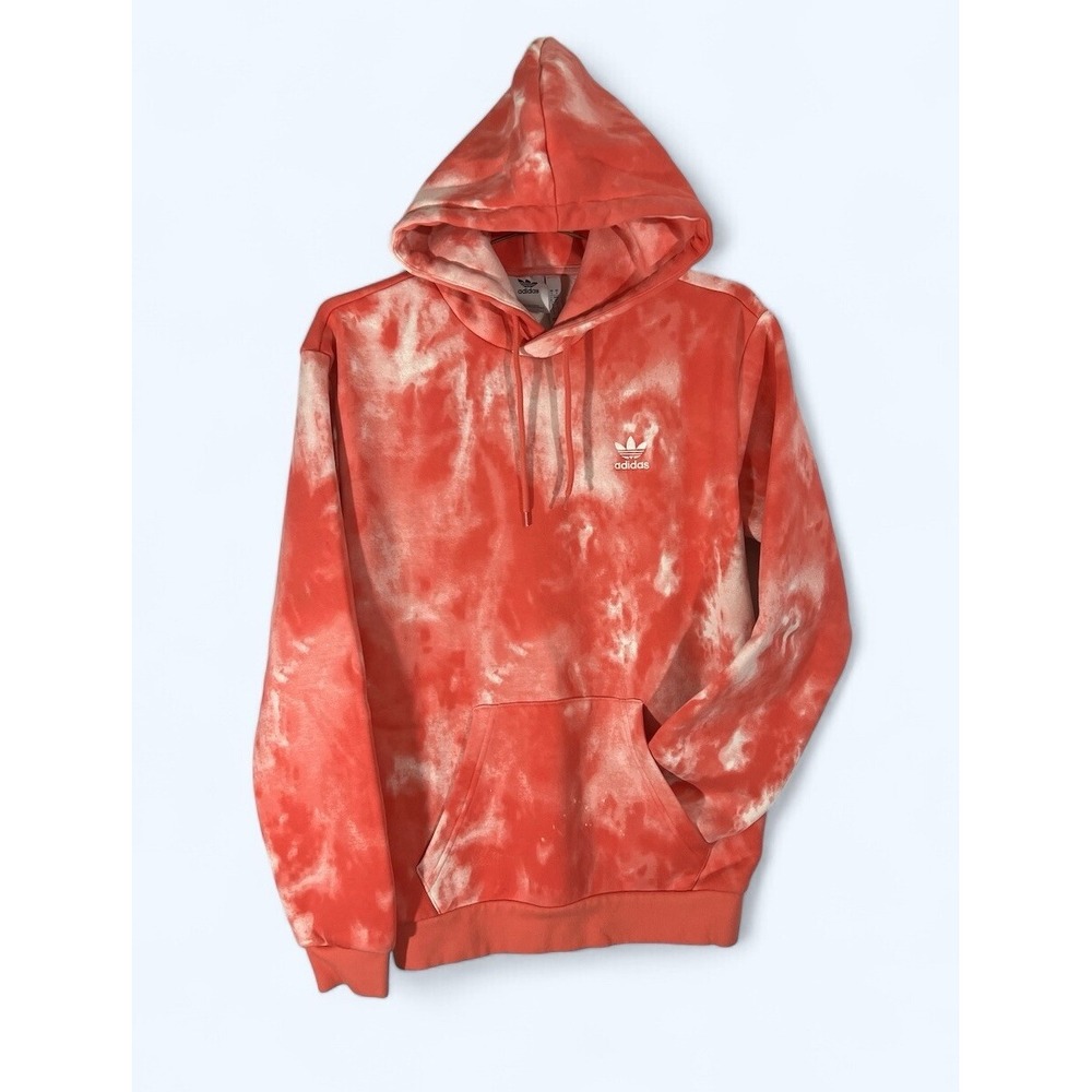 ADIDAS ESSENTAILS HOODIE MENS SMALL PINK TIE-DYE